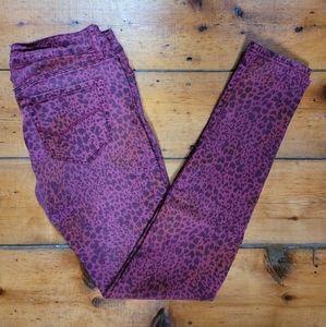 💥2/$25💥 Bullhead Leopard Print Jeans Stretchy Pants Red Orange Sz 5 juniors